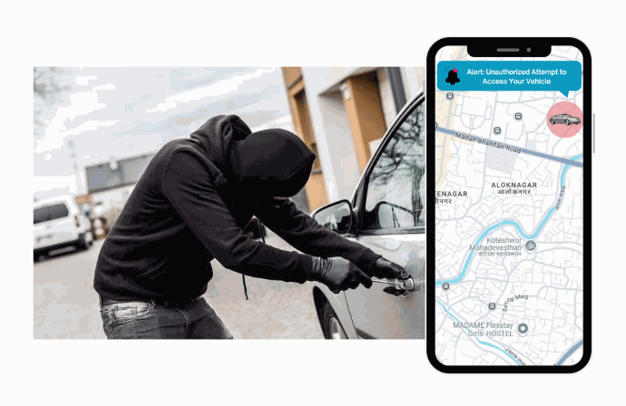 Car tracking solution featuring a real-time GPS device and tracker to monitor vehicle movement and driver behavior.